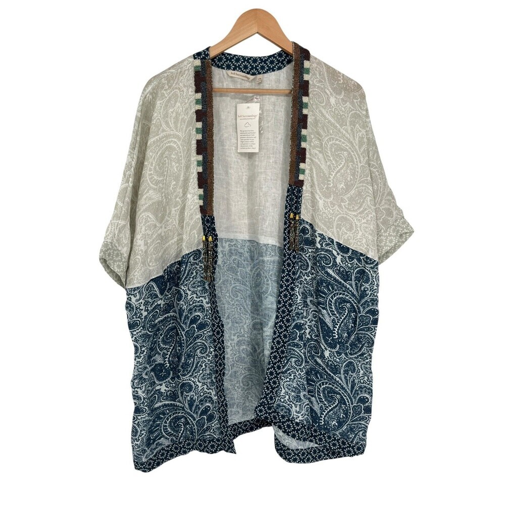 Soft Surroundings Kimono Women Size Large / Extra Large Still Waters Boho Core